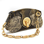 Leather shoulder bag with lace overlay, D&G.