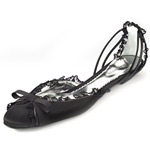 Satin flats with lace trim, Giorgio Armani.