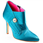 Smooth satin ankle boots with crystal ring detail, Eugenia Kim.