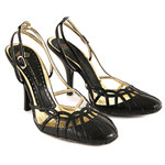 Leather round-toe slingbacks, Fornarina.