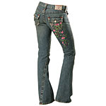 Limited edition embroidered Breast Cancer Awareness jeans, True Religion.
