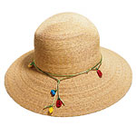 Straw hat with glass fruit charms, Hat Attack.