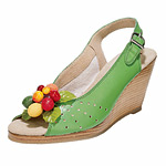 Leather shoes with faux-wood heel, Faryl Robin.