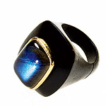 Ring of ebony and labradorite, Elizabeth Locke.