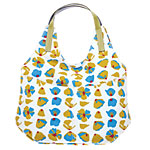 Nylon-blend tote with pansies, Jack Gomme.