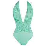 Low-cut halter tank with ruching, La Blanca, La Blanca.