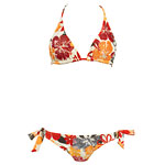 Hibiscus-print bikini with padded halter top, Guess.