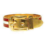 Vintage 1970s gold-plated buckle bracelet with enamel, Gucci.