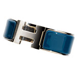 Sterling-silver bangles with enamel blue <em>H</em> motif, Herm.