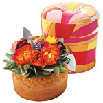 Pound cake with 7" fresh flower bouquet in silk-covered box, Nonnie Waller's Traditional Southern, 