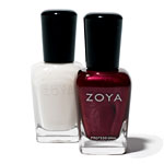 Sheer white and burgandy nail polishes, Zoya, Zoya.