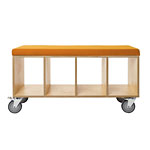 Baltic birch plywood bench with wool cushion-upholstered cushion, MOMA Design Store, MOMA Design Store.