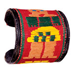 Leather cuff with woven yarn, Erickson Beamon.