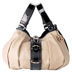 Wool-and-patent-leather hobo, Emporio Armani.