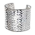 Sterling-silver basket-weave cuff, Argento Vivo.
