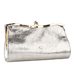 Lizard-embossed leather clutch, Elaine Turner.