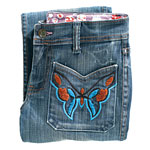 Jeans with butterfly pocket, Sacred Blue.