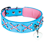 Leather dog collar with crystals, Val Rego.