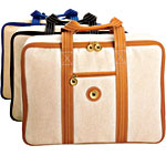 Canvas suitcase with leather trim, LAI.