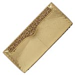 Metallic python clutch with crystal-encrusted clasp, Rodo.