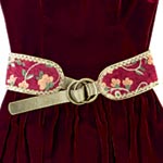 Tapestry on velvet with metallic leather trim belt, Leatherock.