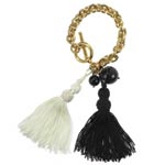 14kt-gold vermeil, onyx and nylon bracelet, Linea Nervenkitt.