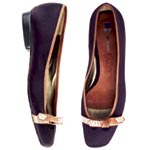 Satin flats with leather trim, Daniblack.