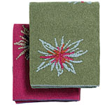Wool-blend Duran sunburst throws in pink and green (also available in gray and blue), Weego Home.