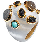 Turquoise, sapphire and labradorite cocktail ring, Alexis Bittar.