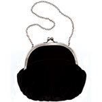 Velvet evening bag with brass hardware, BCBG Max Azria.