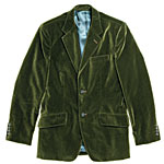 Royal cotton velvet jacket in Evergreen, Calvin Klein.