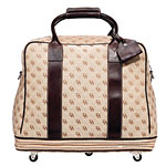 Expandable nylon-and-leather rolling travel bag, Dooney & Bourke.