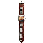 Stainless-steel watch with braided leather strap, Fossil.