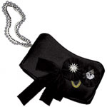 Satin evening bag, Juicy Couture.