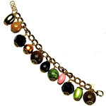 Gold-plated bracelet with wood, plastic and metal beads, Patch NYC.