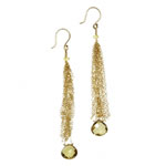 14kt-gold earrings with quartz, Allyson Smith.