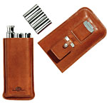 Leather cigar case with flask, two cigar cellars, cigar cutter and lighter, Tommy Bahama.