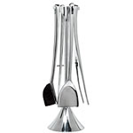 Fuego fireplace tools and stand (28'' high, with 9'' base), including shovel, brush and tongs, Umbra.