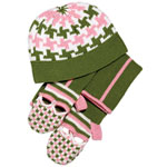 Wool houndstooth hat and matching mittens, Goorin Bros.