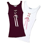 Cotton ribbon-tie tanks with Swarovski crystal-encrusted grommets, Grassroots.