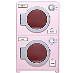 Play washer and dryer of fiberboard, chrome and acrylic, Pottery Barn Kids.
