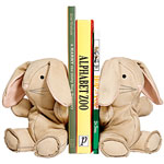 Leather bunny bookends, Sandy Vohr.