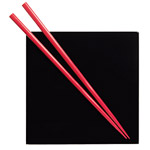 Lacquered bamboo tray and chopsticks, Calvin Klein.