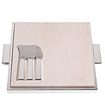 Marble-and-silver-plated cheese serving set $88 (pieces also sold separately, tray, $70, six markers, $20 each, and three stainless-steel knives, $28 each), Red Envelope.