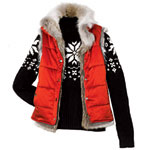 Satin vest with coyote-fur lining, A+Eve by Adam+Eve.