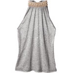 Cotton halter top with pearl beaded neckline, Valentino Red.