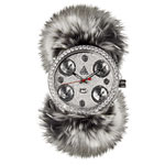 Watch of pavé diamonds and stainless steel with chinchilla strap, Jacob & Co..