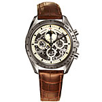 Platinum case with alligator strap watch, Omega, 