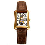 18kt gold with alligator strap watch, Piaget.