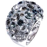 Rhodium-plated Igloo ring with crystals, Swarovski.